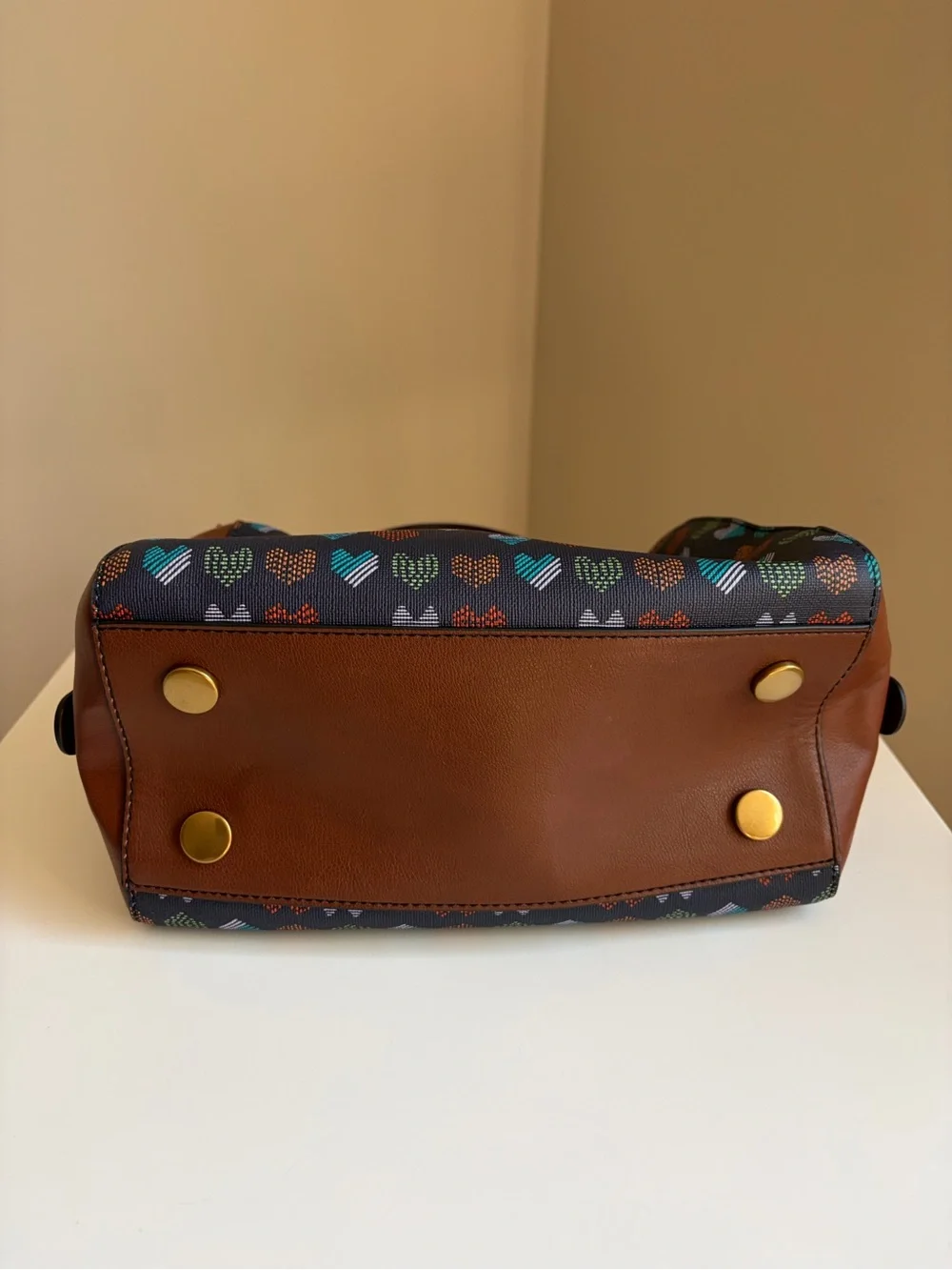 Fossil Sydney Satchel Heart Print NWOT